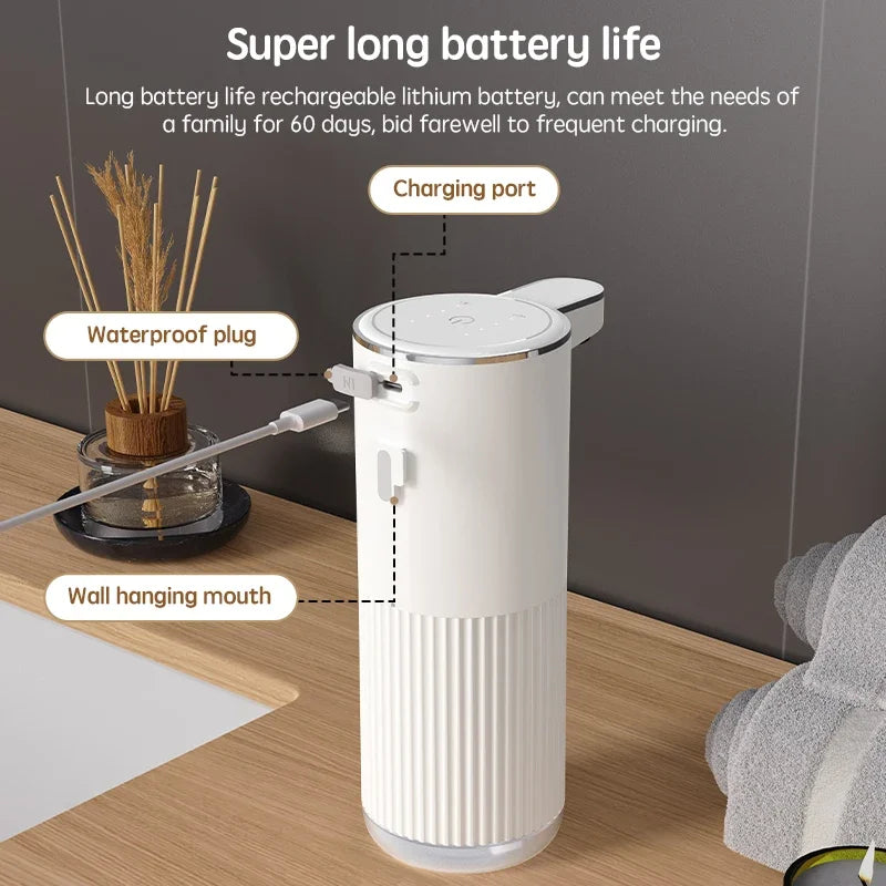 Dispensador automático de jabón líquido 360 ml con carga TYPE-C