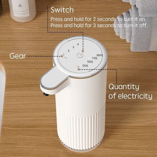 Dispensador automático de jabón líquido 360 ml con carga TYPE-C